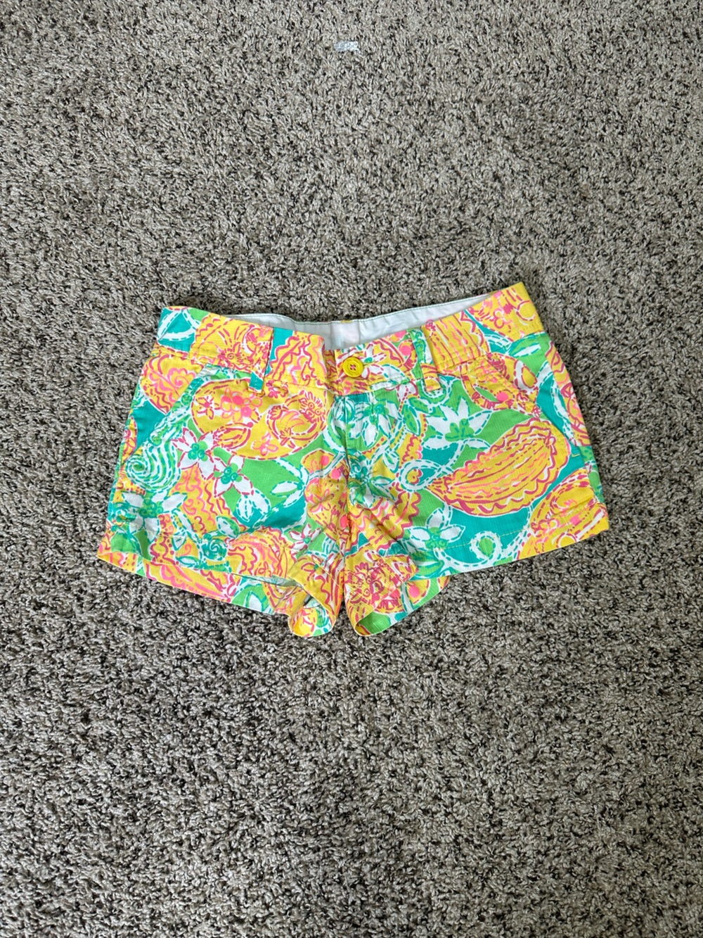 Lilly Pulitzer Bright Tropical Print Shorts in Yellow, Pink & Green
